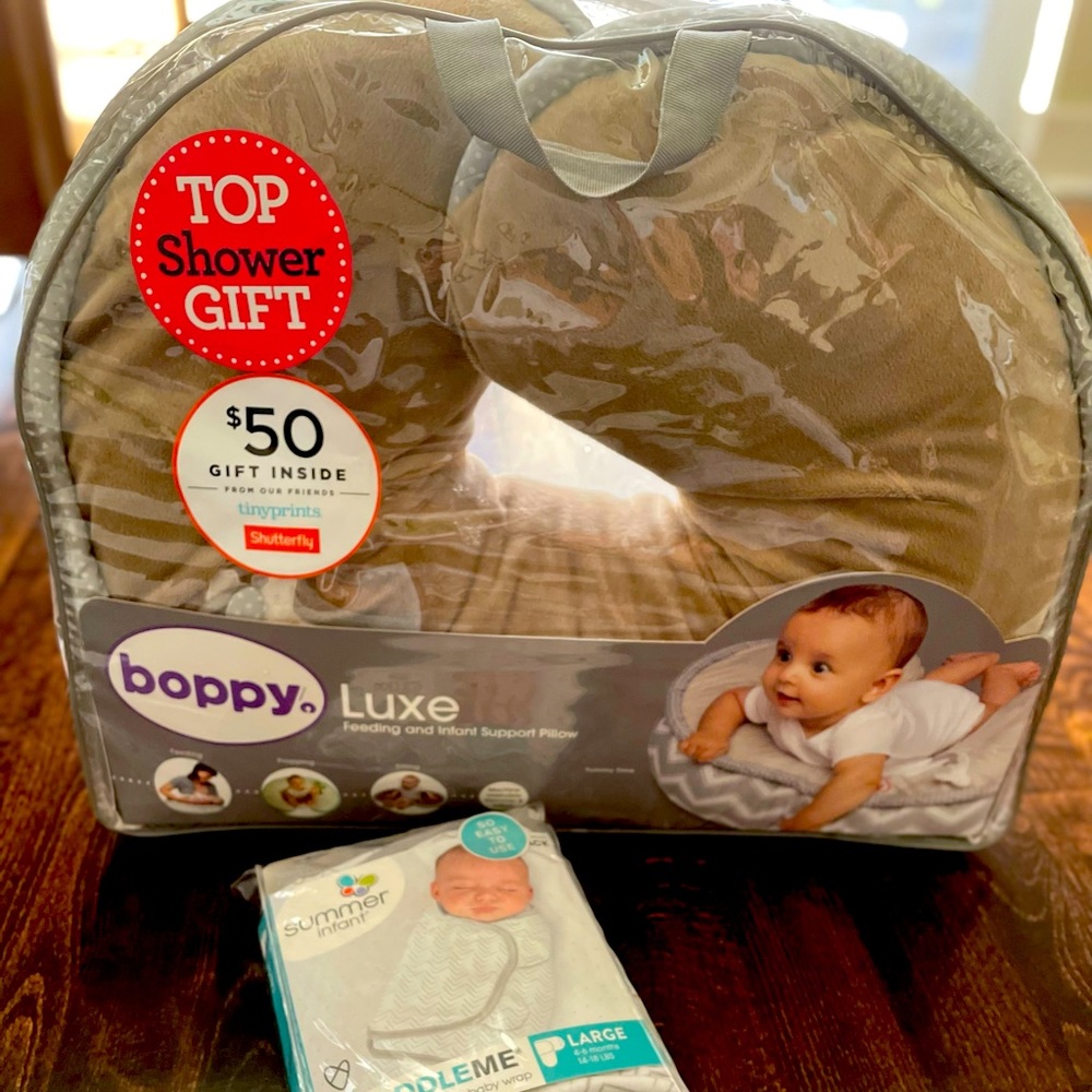 Boppy Original Feeding and Infant Support Pillow & Swaddleme Velcro Bundle